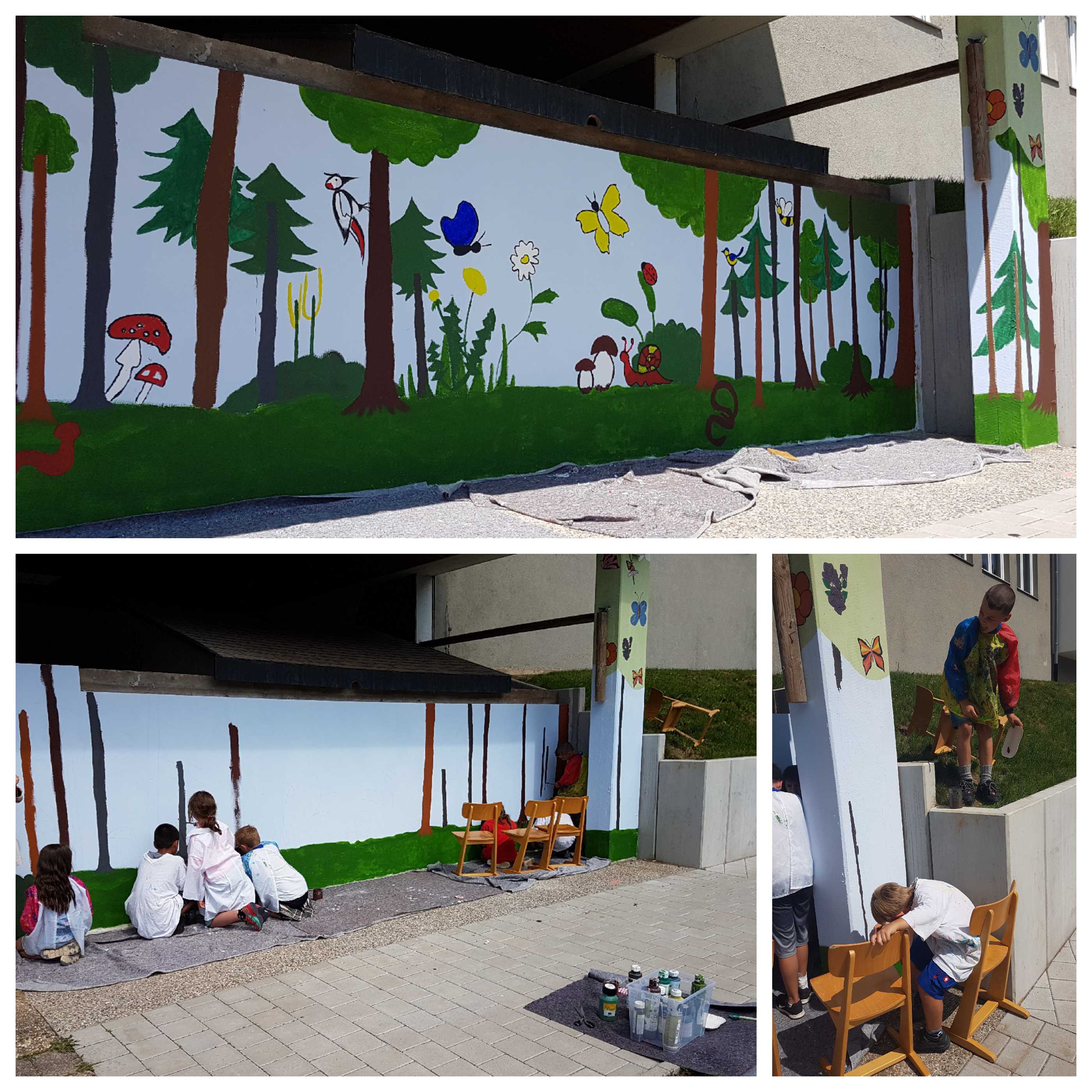 Juli 2019: Die Schüler gestalten den Pausenhof mit einem Naturpark-Motiv neu
